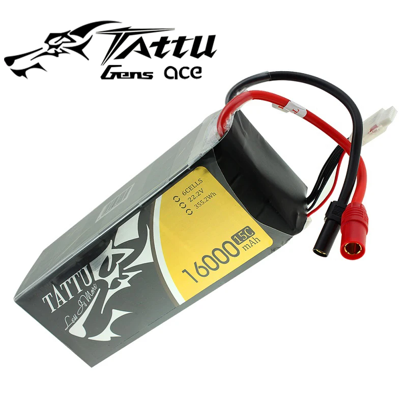 Литий полимерный аккумулятор Tattu 16000 мАч 6S 15C с разъемом AS150 + XT150 для мультиротора