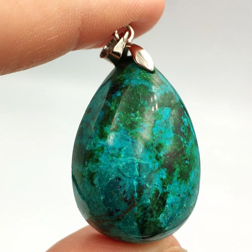 

Natural Green Malachite Gemstone Pendant 32x33x13mm Woman Stone Healing Chrysocolla Pendant Reiki Crystal Drop Shipping AAAAA