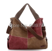 Neue design getäfelten kontrast farbe frauen Leinwand Handtasche, schultertasche kostenloser versand