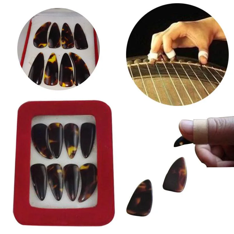 Новые 8 шт./компл. Гу Чжэн палец Picks Имитация натурального Пластик ногтей лозы лента инструмент