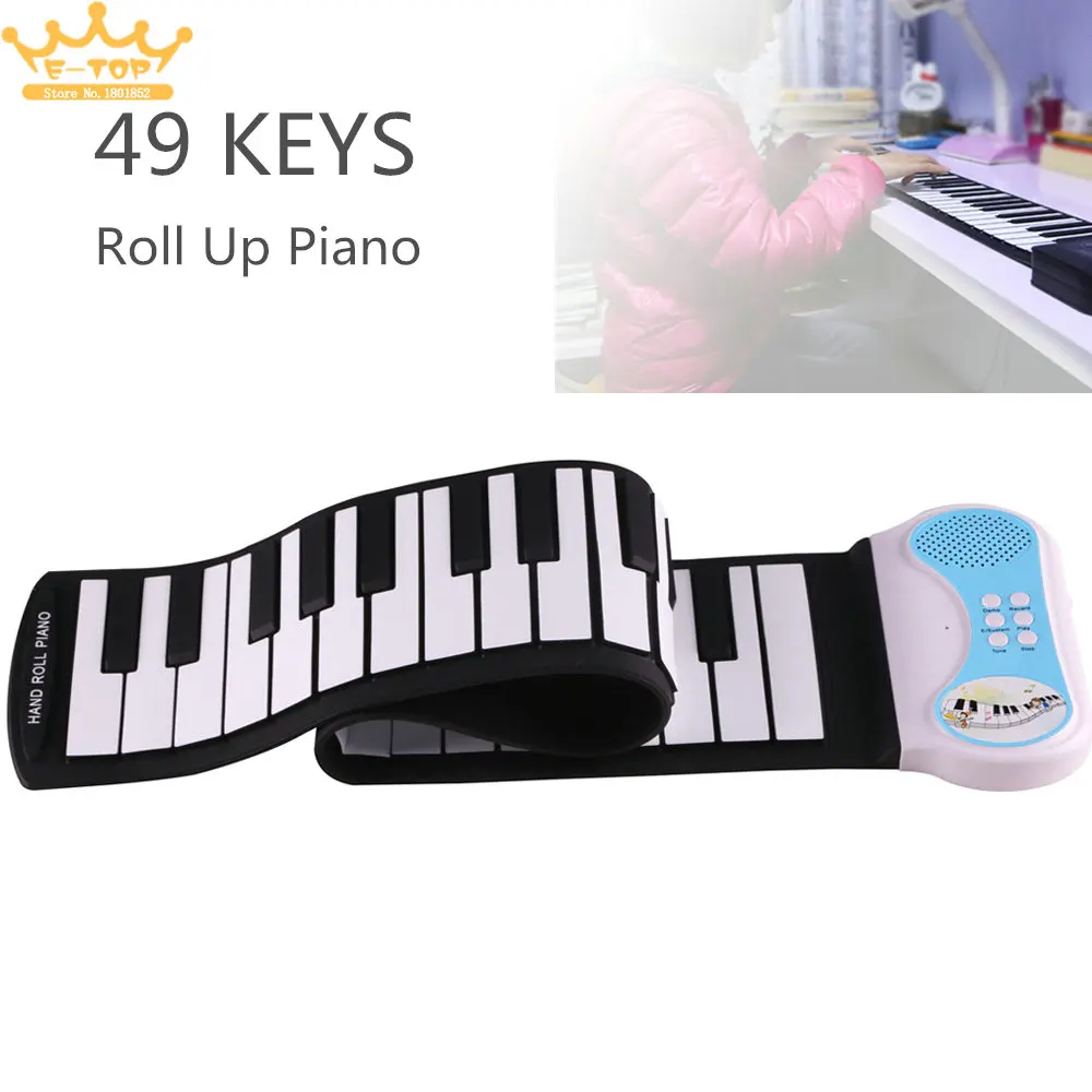 

49Keys Silicon Flexible Hand Roll Up Piano Electronic Keyboard for Children Students Music Performance and Training