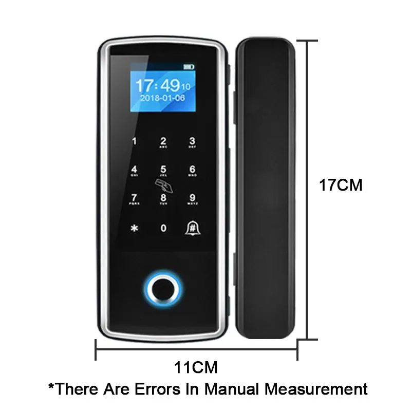 Keyless Digital Door Lock Biometric Fingerprint Door Lock Fingerprint Password Card For Home Office Anti-theft Glass Door Lock  