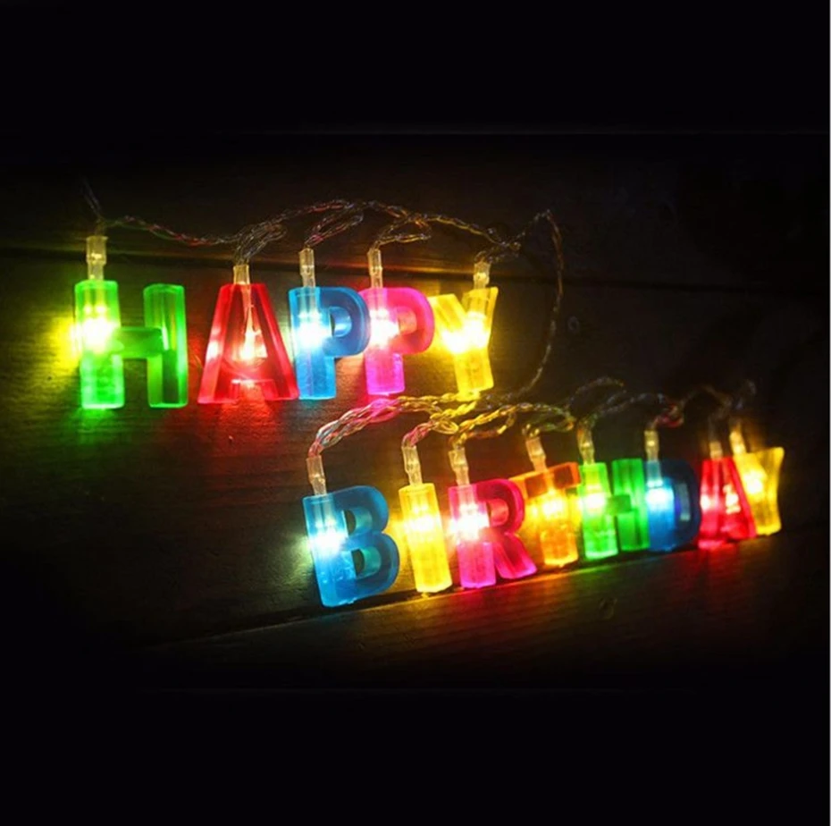 YINGTOUMAN 2set/lot HOT Happy Birthday Letters Lamp Creative Lights