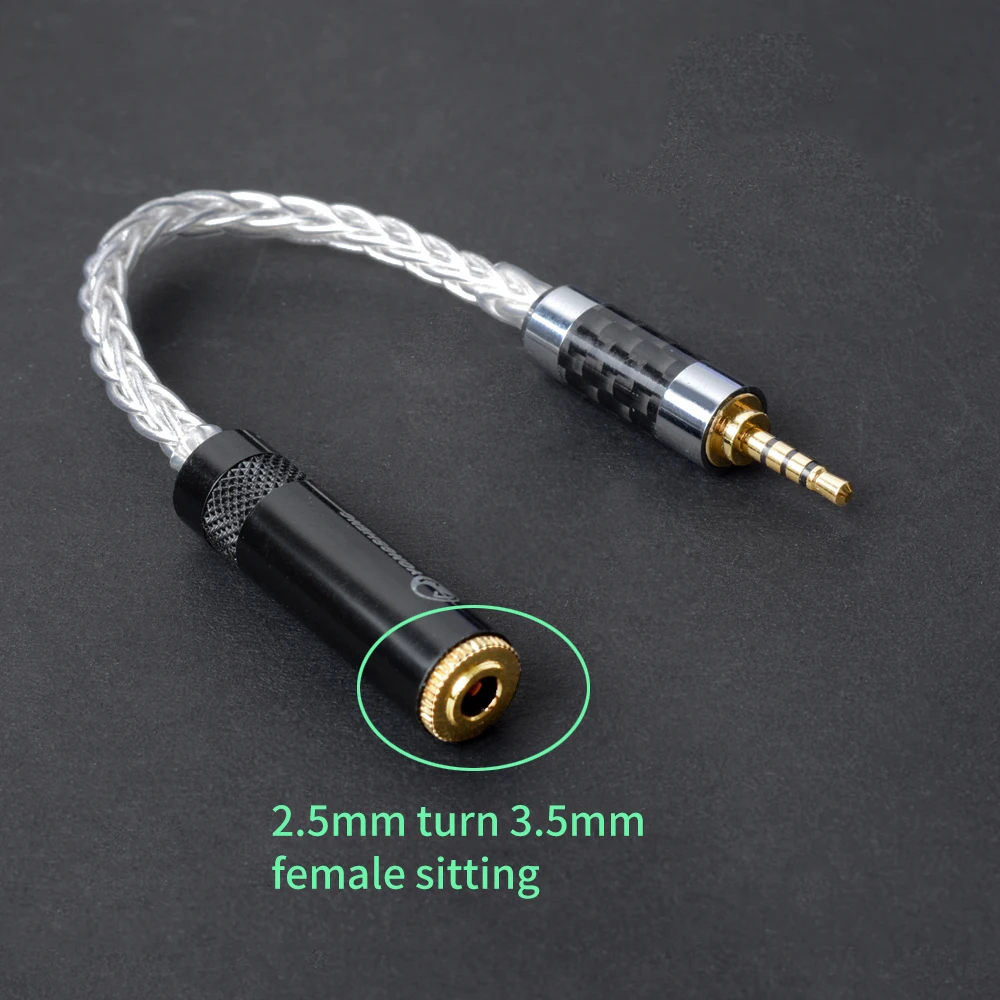 

2.5mm Balance Male Interface turn to 3.5mm Female Adpter Cable 8 Core Single Plated Silver Audio Wire 2.5mm Male to 3.5mm Female
