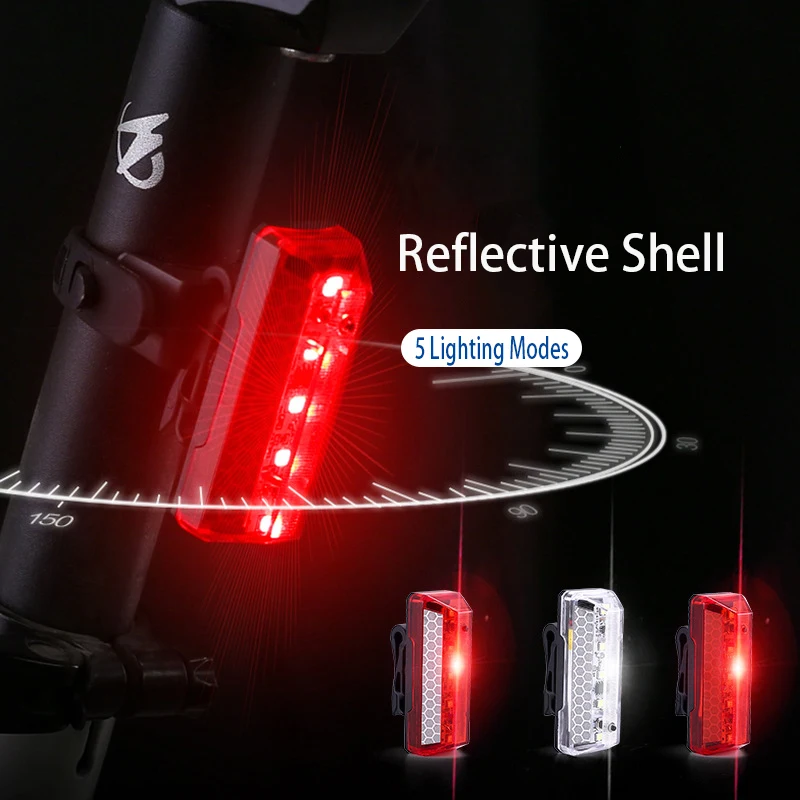 

JEAHEV Bike Bicycle Light Rechargeable 5 LED USB COB Tail Lamp Taillight MTB Safety Warning Rear waterproof Reflective Lights