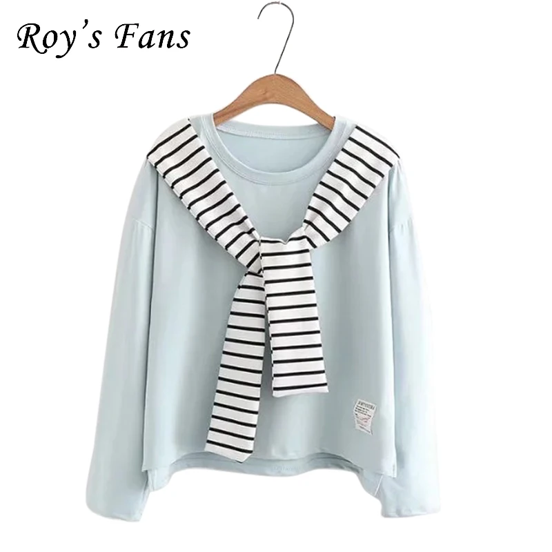 Roy's Fans Fashion Women Autumn Solid Sweatshirt Long Sleeve Scarf Collar Leisure For | Женская одежда