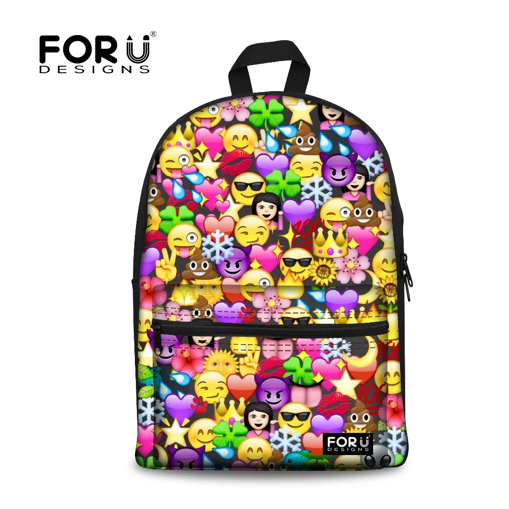 FORUDESIGNS Backpack Women Funny Emoji Face Printing Cool Backpacks for