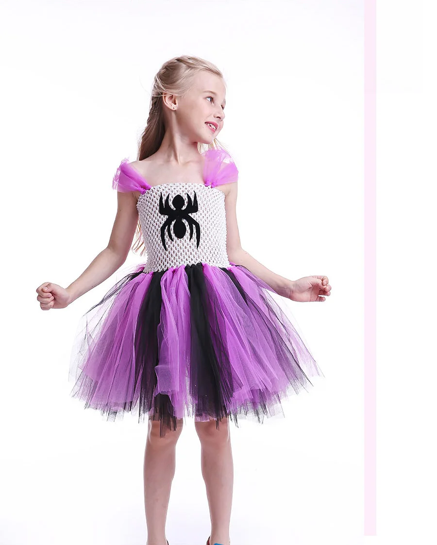 Black Purple Spiderman Inspired Girls Tutu Dress Super Hero Princess Halloween Costume Birthday Party Pageant Ball Gown (7)