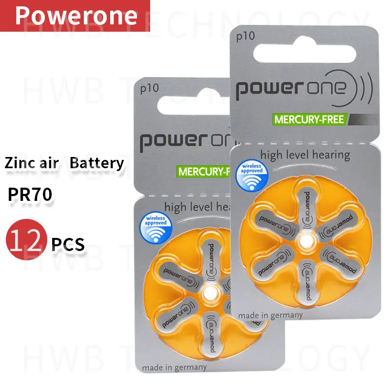 12 шт./лот (2 упаковки) батарея PowerOne PR70 P10 A10 S10 цинковая воздушная кнопка для