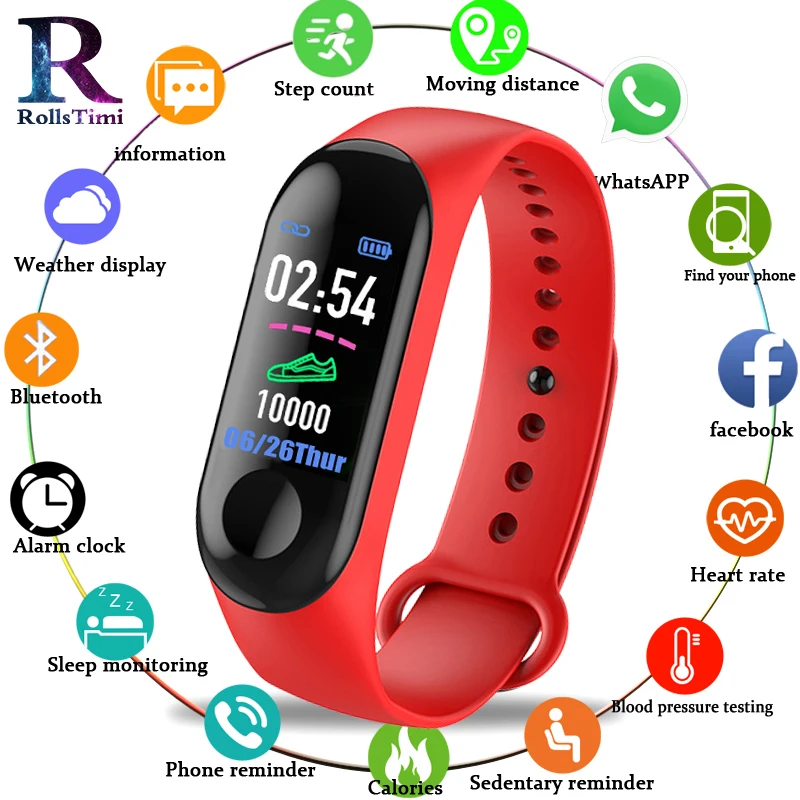 

RollsTimi New Smart Wristband Heart Rate Monitor Smart Watch waterproof Color Screen Smart Bracelet Vibration Reminder pedometer