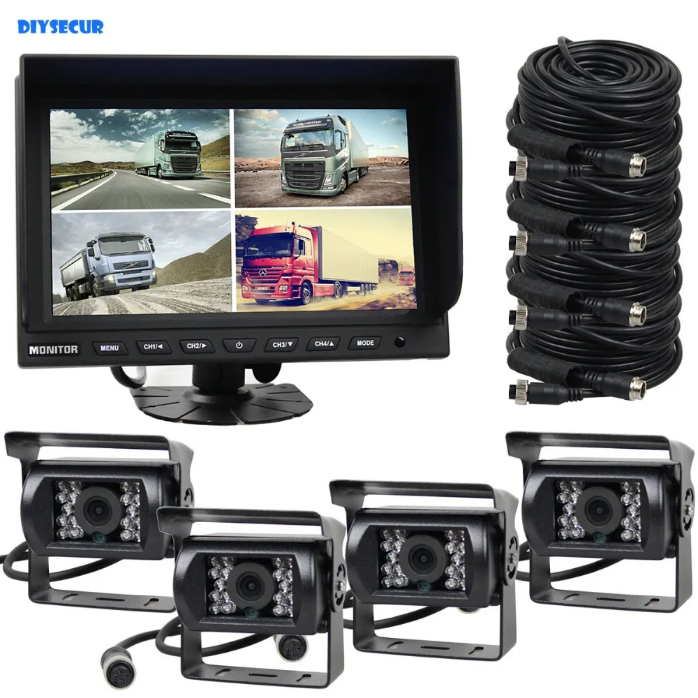 

DIYSECUR 9Inch Split QUAD Rear View Monitor Car Monitor + 4 x CCD IR Night Vision Waterproof Car Camera Video Security System