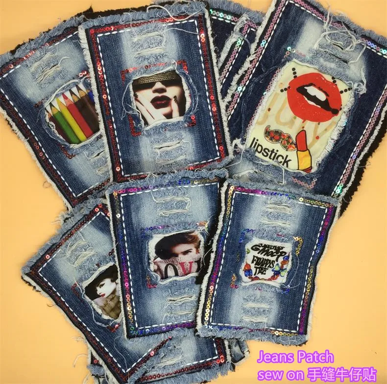 1 Pcs Big Size Face Lip Words Beauty Embroidered Sew On Jeans Patches