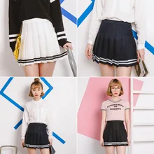 Весна женские с высокой талией симпатичный стиль преппи шикарный в полоску платье в полоску в морском стиле мини-юбка плиссе танцевальная юбка