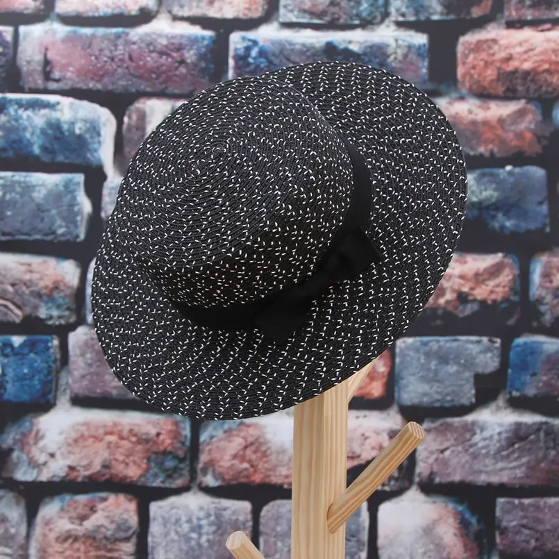 GEMVIE бумажная соломенная ручная работа тканая летняя шляпа шляпы для женщин новая соломенная лента для шляпы бант леди плоский Топ широкий