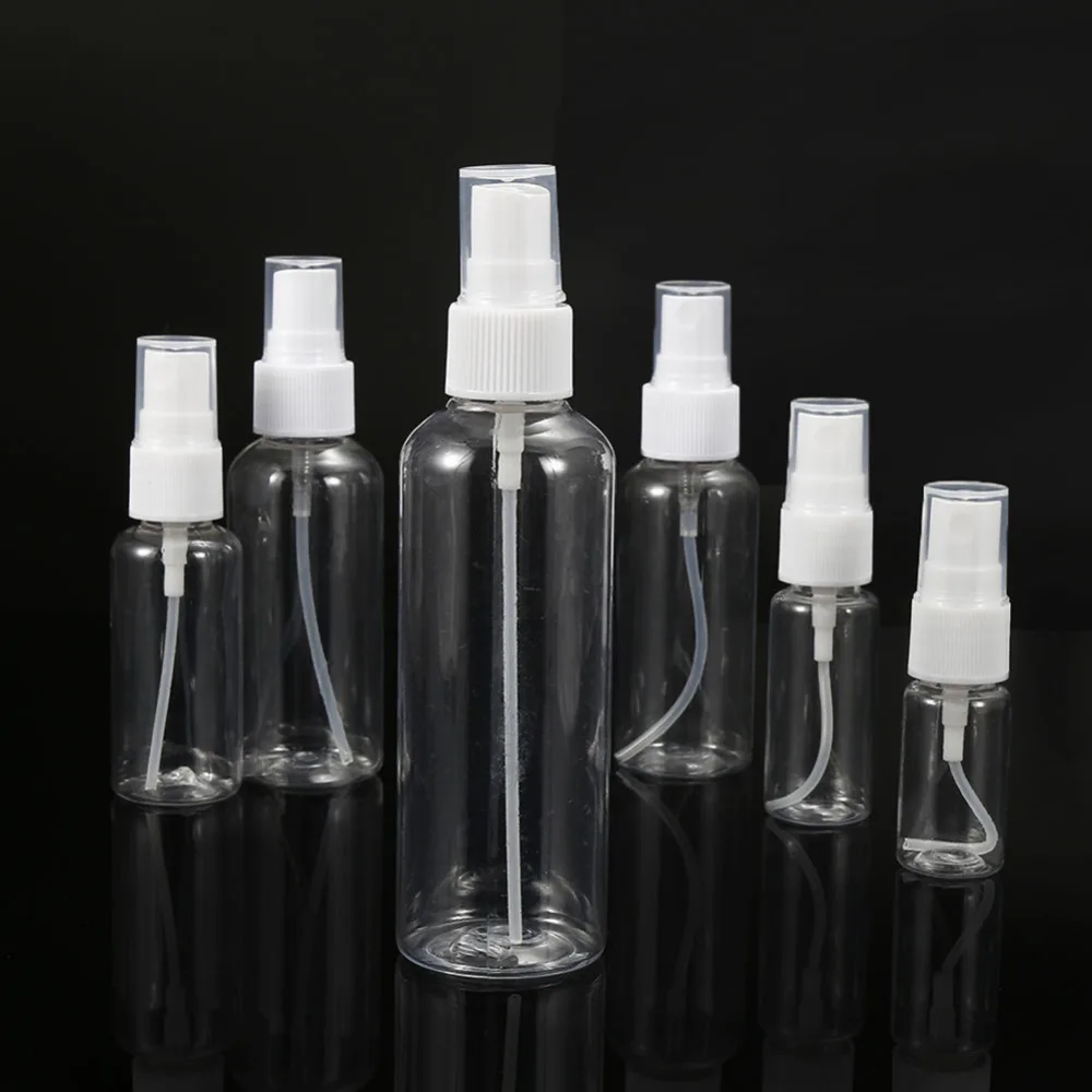 

New 5pcs/set Make Up And Skin Care Plastic Transparent 10ml/20ml/30ml/50ml/60ml/100ml Small Empty Spray Bottle Refillable Bottle