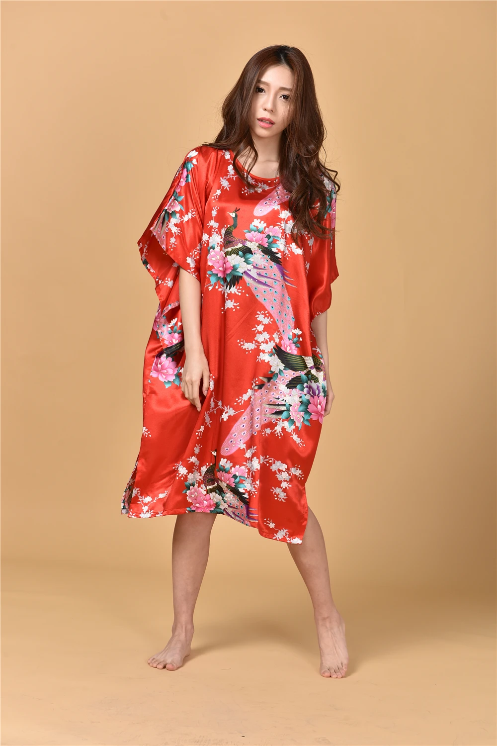Горячая Распродажа, розовый китайский женский шелковый халат, платье, сексуальная ночная рубашка, повседневное домашнее платье, кимоно, цветочное кимоно, платье, негабаритное, NR113