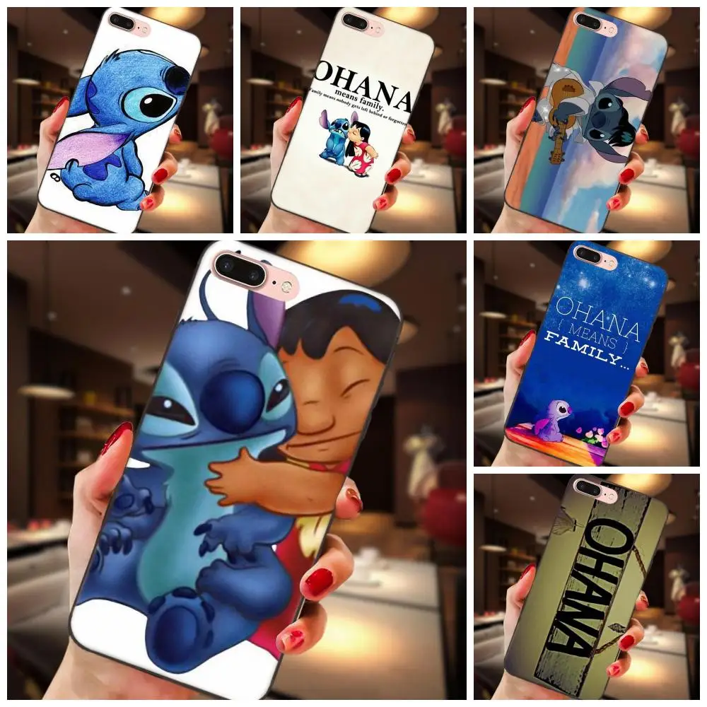 

Soft Mobile Phone Case Cover For Samsung Galaxy A3 A5 A6 A6s A7 A8 A9 Star Plus 2016 2017 2018 Ohana Means Family Lilo Stich