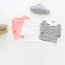 Детские блузки с длинным рукавом лепесток воротник рубашки для девочек, Новая мода Стиль для детей Обувь для девочек одежда