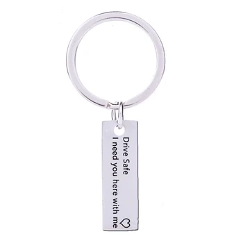 

Drive Safe I Need You Here With Me For Couple Lovers Boyfriend Birthday Souvenir Gift Men Women Car Key Pendant Heart Pattern