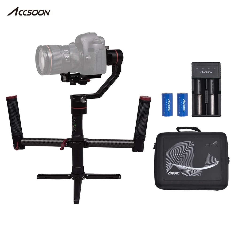 

ACCSOON A1 Gimbal Stabilizer Kit 15h Runtime for Mirror DSLR Sony A7 Series Panasonic GH5 GH4 GH3 BMPCC Canon EOS 5D Mark IV