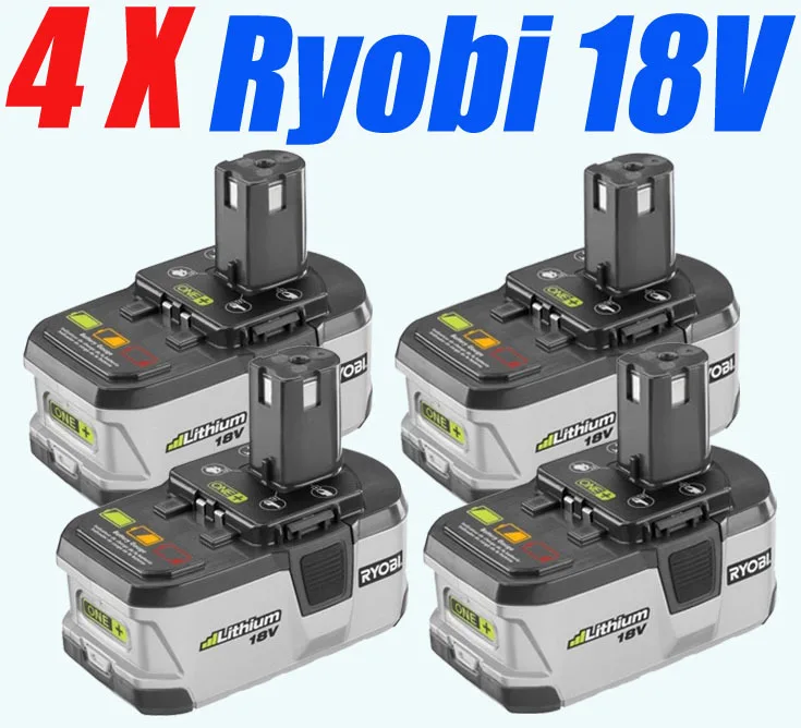 4 Pieces x 2400mAh RYOBI 18V Lithium Battery ONE+ Ryobi Lithium Battery