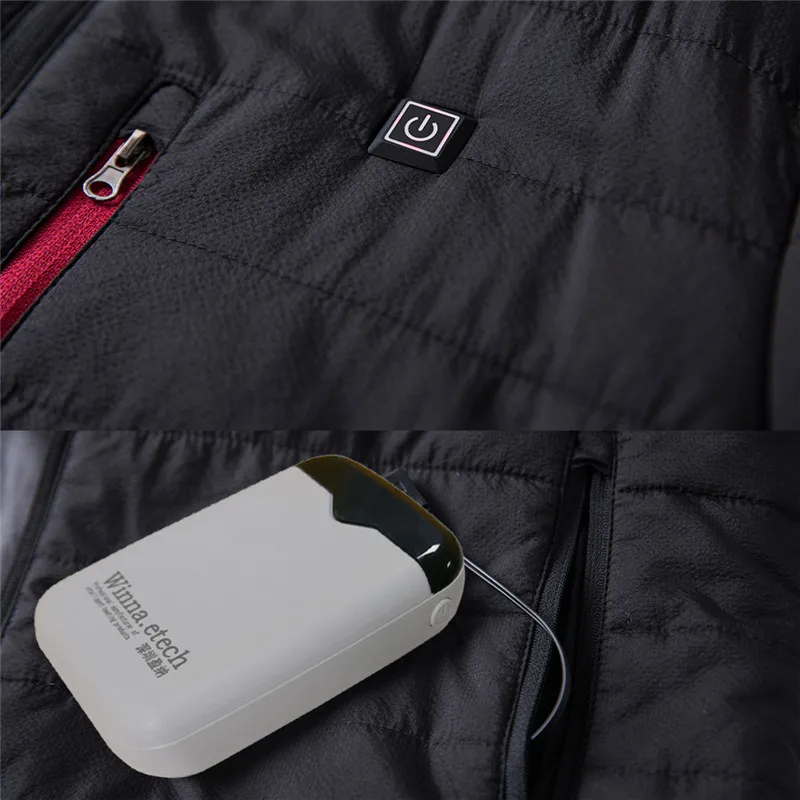 Новые женские мягкие теплые парки с USB аккумулятором, хлопковые пальто с подогревом спереди и сзади, теплая хлопковая одежда