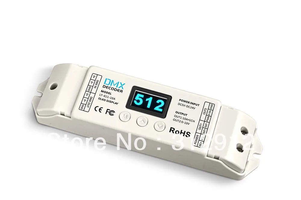 

LT-811-10A CV DMX-PWM Decoder (8/16 bits optional,Special for single color dimming, OLED Display)
