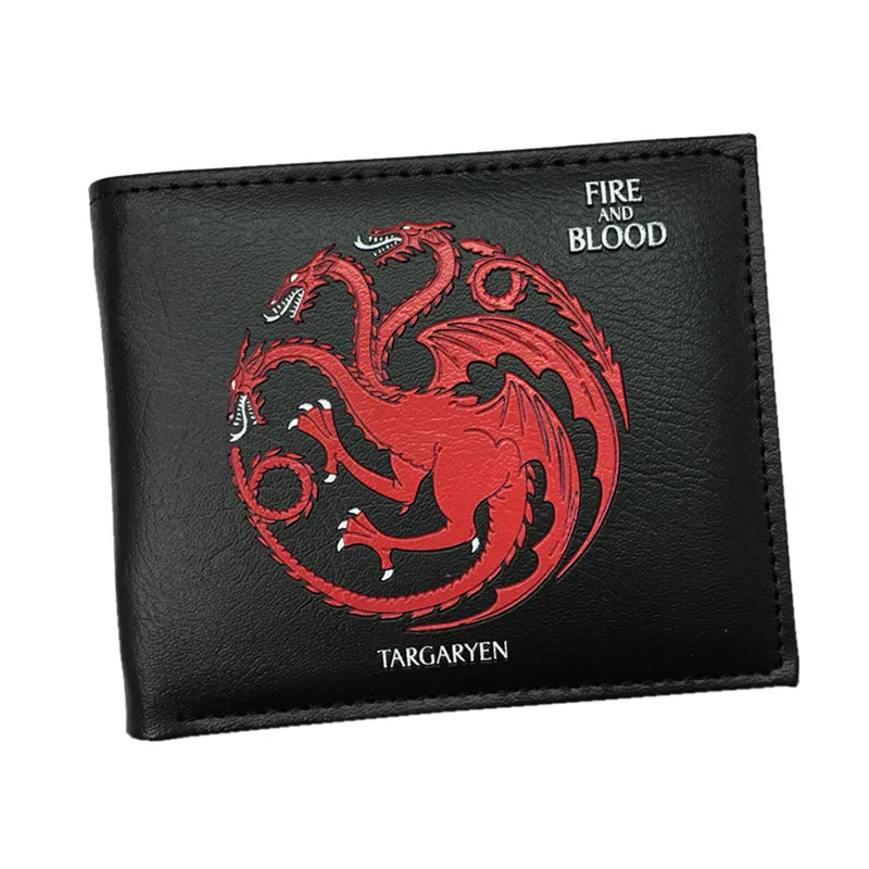 Кожаный бумажник Billetera Targaryen из фильма «Игра престолов», кошельки из крови и огненного дракона для мальчиков и девочек, сумочка для денег