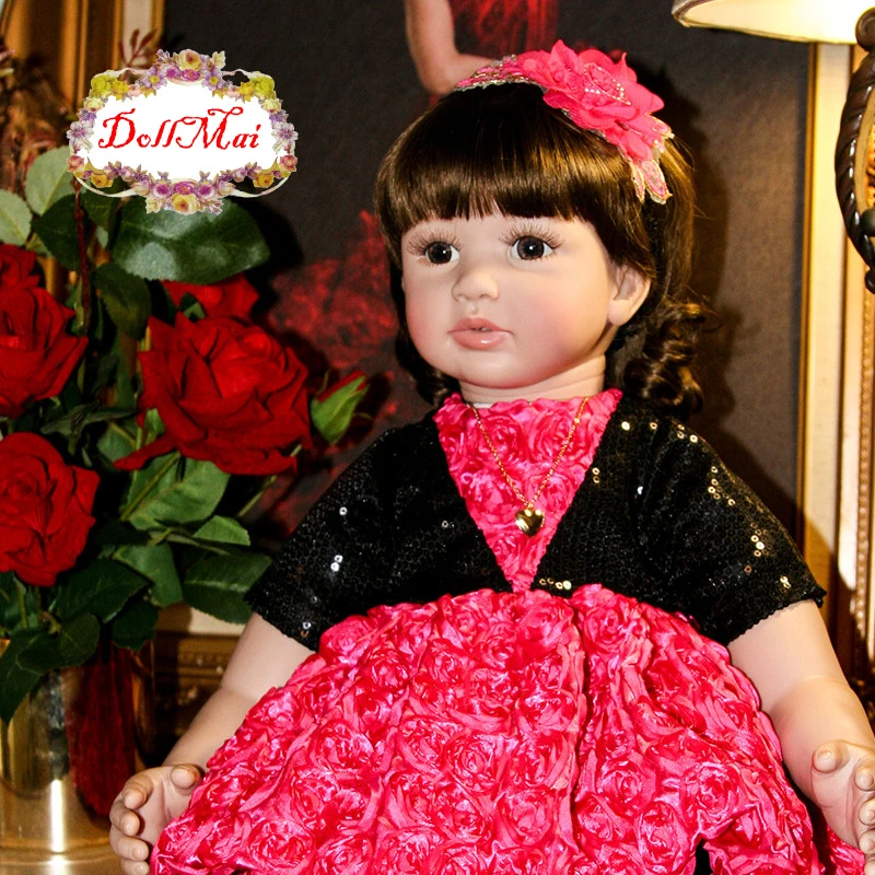 Кукла игрушка 60 см большие глаза Bebe девочка реборн куклы реалистичные Силикон +