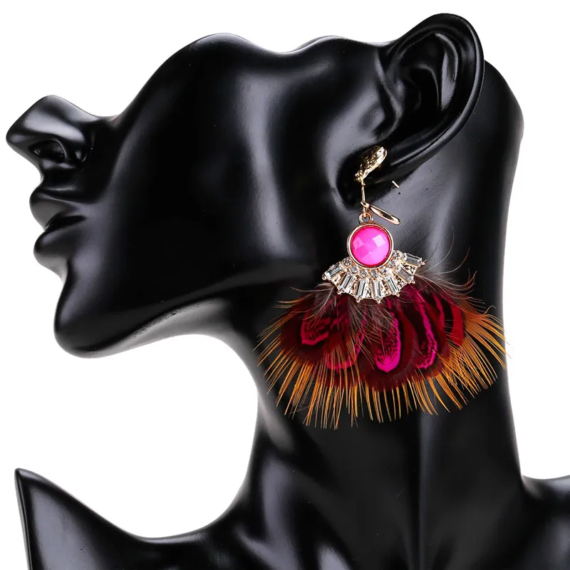 Unique Exaggerated Feather Sector Shape Earring Fashion Handmade Earring For Women Personalized Jewel ET45 (7)
