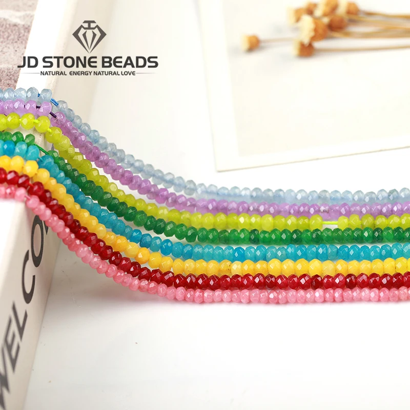 

2x4mmFaceted Chalcedony Abacus Spacer Beads For DIY Crafts Beads Jewelry Making Gemstone DIY Colorful abacus beads Accessory