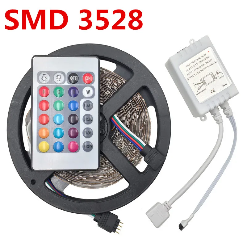 Non-waterproof-RGB-3528-LED-strip-light-5m-300-leds-ruban-led-tape-diode-with-remote_