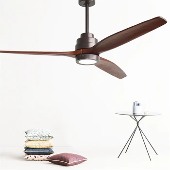 

Industrial wooden ceiling fan 110/220V 52-Inch 3 Blades No Light Ceiling Fan for bedroom dining room Remote Controlled No Light
