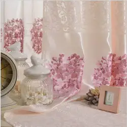 Высокое качество полиэстер ткань шторы/тюль, розовый вышитые свадебные спальня окна экран, китайский классический шторы для дома