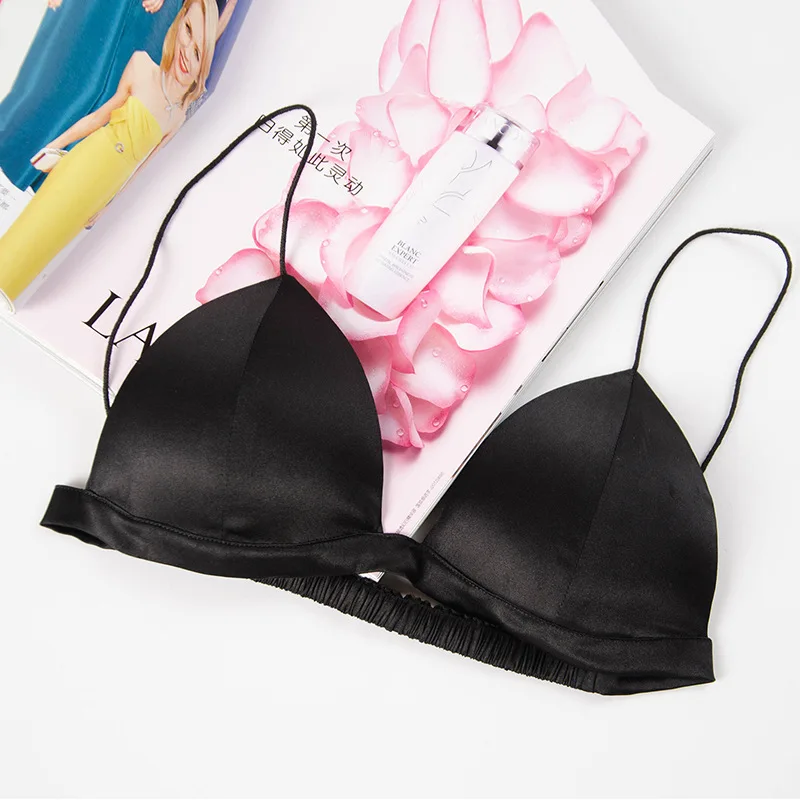 Soft Smooth White Silk Bralette Comfortable Wireless Women Bra Triangle Lace Bralette Free Brassiere Sexy Ladies Bra For Women (6)