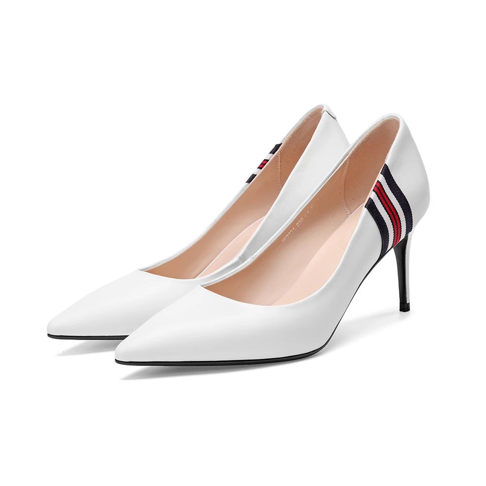 Bombas Alto Fiesta Para Zapatos white Black Fenty De Leepo Cuero Elegante Mujer Belleza Genuino Blanco Tacón Mujeres dSgWxxwqzO