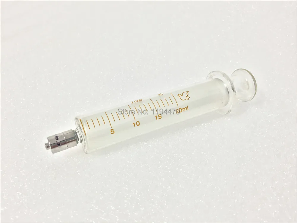 1 шт./лот 20 мл 20cc стеклянный шприц Luer с замком многоразовый инжектор лабораторная
