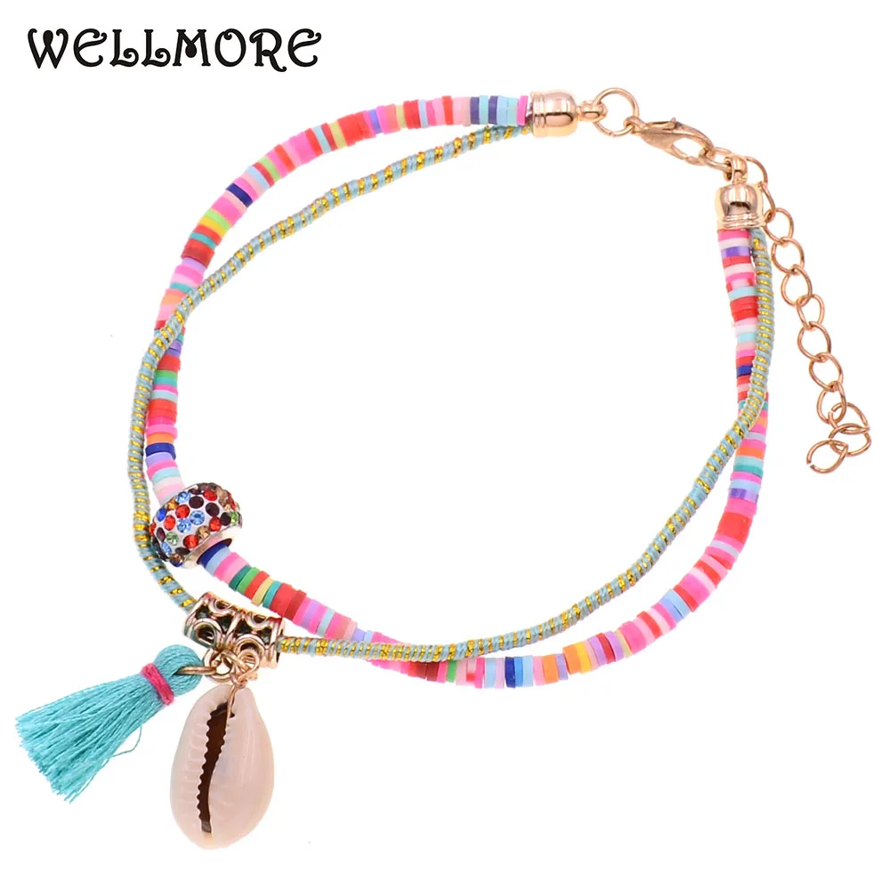 

WELLMORE handmade shell Anklet bracelets bohemia Anklets for women Holiday beach Anklet Foot Jewelry wholesale dropshipping