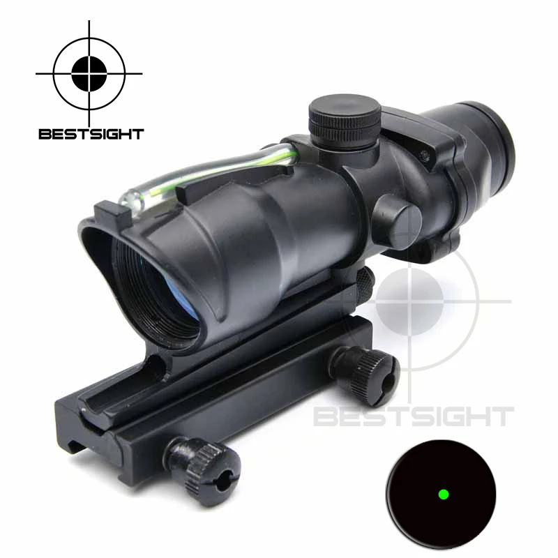 

ACOG Style 1X32 Real Fiber Optics Green Dot Illuminated Sight Scope Tactical Hunting Riflescopes Picatinny Mount