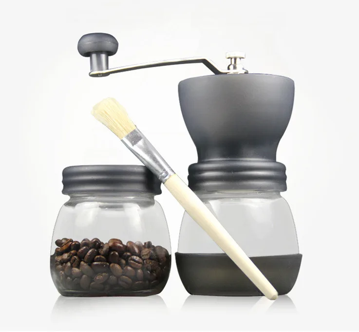 Manual Coffee Bean Grinder with Storage Jar Soft brush Conical Ceramic Burr Quiet Coffee Grinder Portable Coffee Mill tool 05