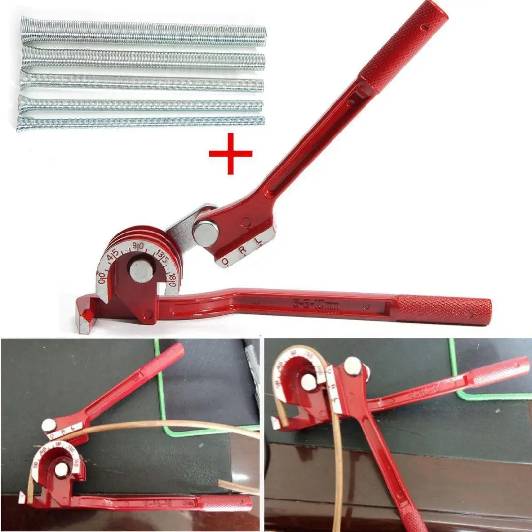

Manual Tube Bender set Tools 180 degree Spring Copper Pipe Aluminum Alloy 26*6cm Plastic Handle Useful Convenient