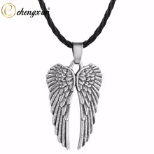 CHENGXUN ala de Ángel pluma colgante collar para hombre de moda cuerda cadena gargantilla Vintage joyería para hombres chicos joyería