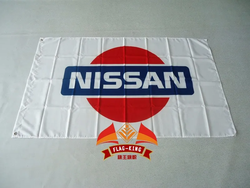 Nissan гоночный автомобиль флаг, с белым фоном, 90*150 СМ полиэстер