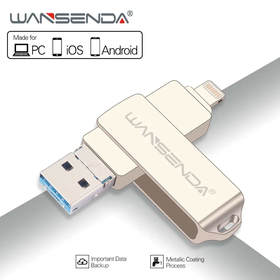 Флеш-накопитель WANSENDA 3 в 1 поддержка iOS USB 0 Micro OTG 128 ГБ 64 32 16 8 Гб | Компьютеры и офис