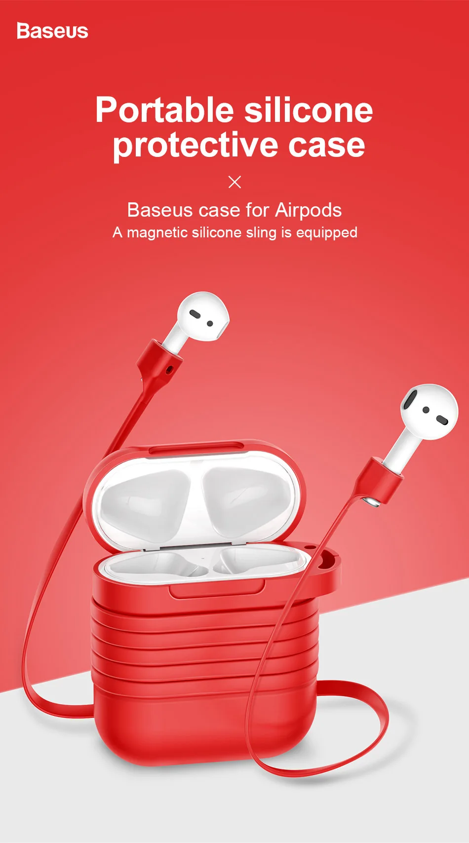 Baseus силиконовый чехол для Airpods, защитный чехол для Apple Airpods, чехол для зарядки с ремешком против потери, для Airpod Air pods