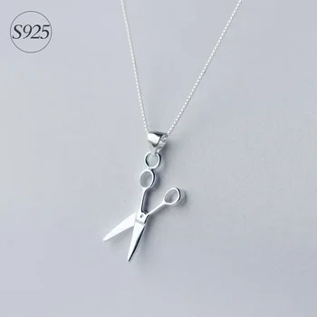 

925 Sterling Silver Scissors Matte Pendant Necklace Box Chain 18" GTLX507
