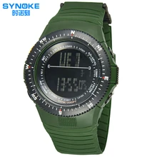 MEILLEUR Militaire Numérique Montre-Bracelet Boussole Lunette Sport de Natation En Plein Air Hommes Chronomètre Alarme Horloge LED Affichage En Caoutchouc Bande Armée Vert