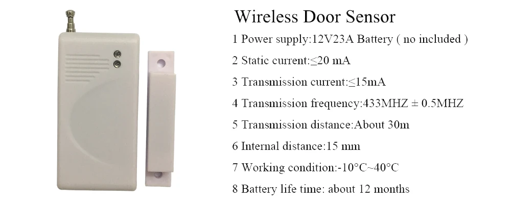 433 МГц 315 МГц беспроводной оконный магнитный датчик двери детектор для домашней беспроводной системы сигнализации