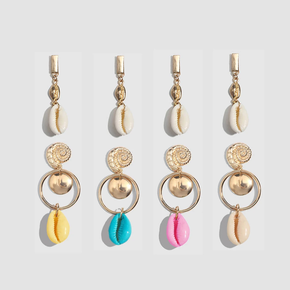 

Flatfoosie 2PCS/ Sets Handmade Shell Beaded Earrings Women Long Drop Earrings Boho Large Big Statement Fashion Earrings Jewelry
