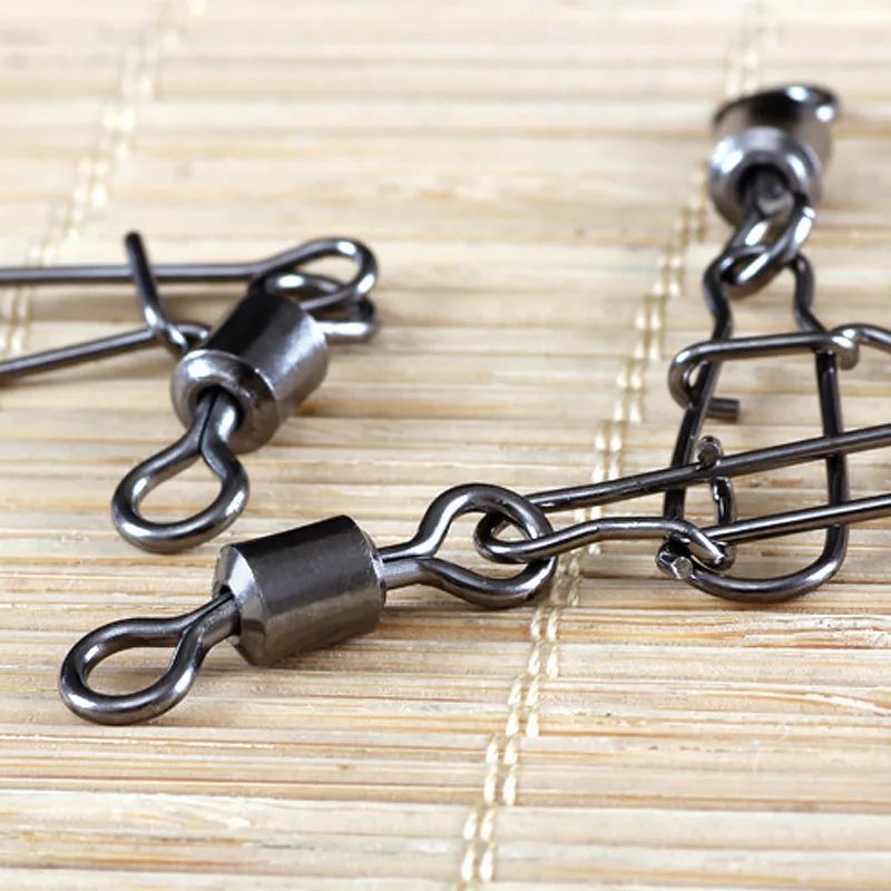 

Hot Sale 100 pcs/set Stainless Steel Fishing Swivel Snaps Ball Bearing Rolling Connector Pin Ring Outdoor Sports Fishing Tools